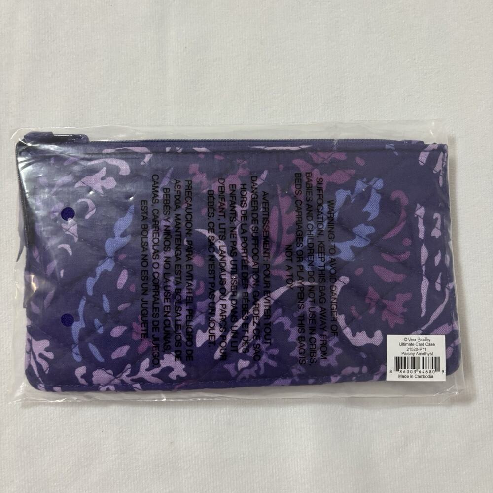 Vera Bradley Paisley Amethyst Ultimate ID Card Case NWT